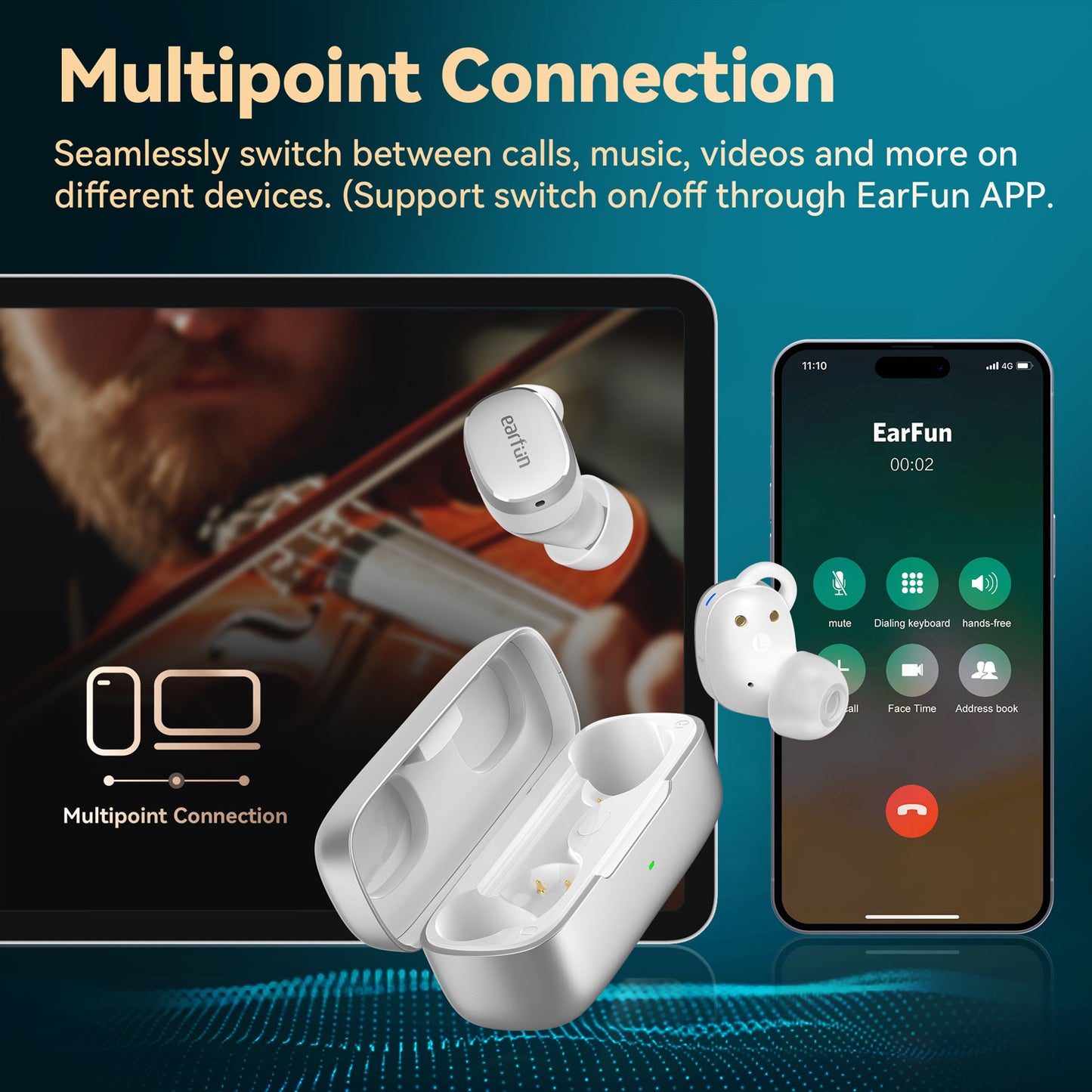 EarFun Free Pro 3 - Blanco plateado.