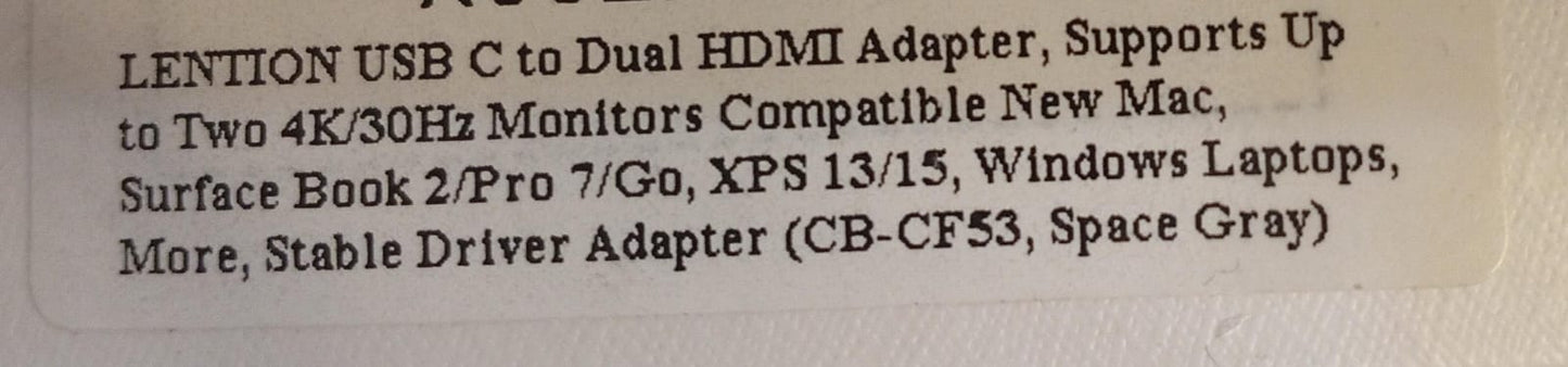 Adaptador USB C a HDMI dual 4K a 60 Hz, 4K/30Hz para Mac