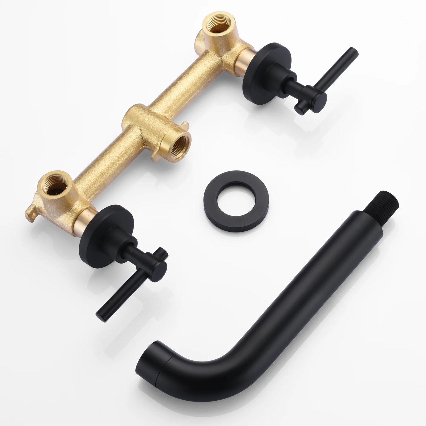 Grifo y llaves para bañera SUMERAIN, negro mate, montaje en pared.