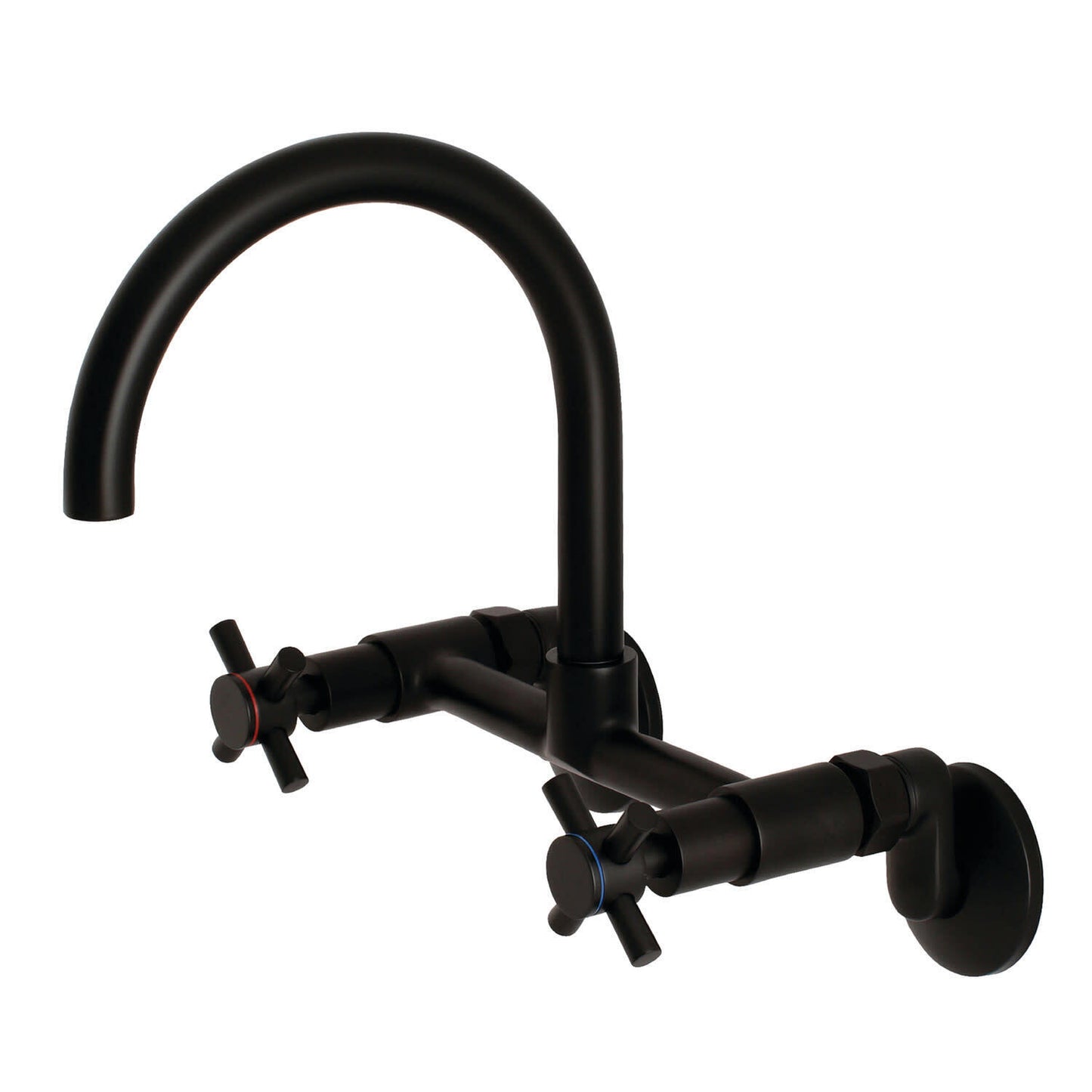 Grifo de cocina de puente de dos manijas y dos orificios para montaje en pared