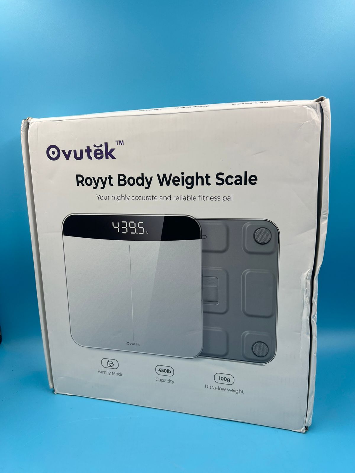 Báscula digital Ovutek de alta precisión para baño con pantalla LED, vidrio templado y capacidad de 180 kg