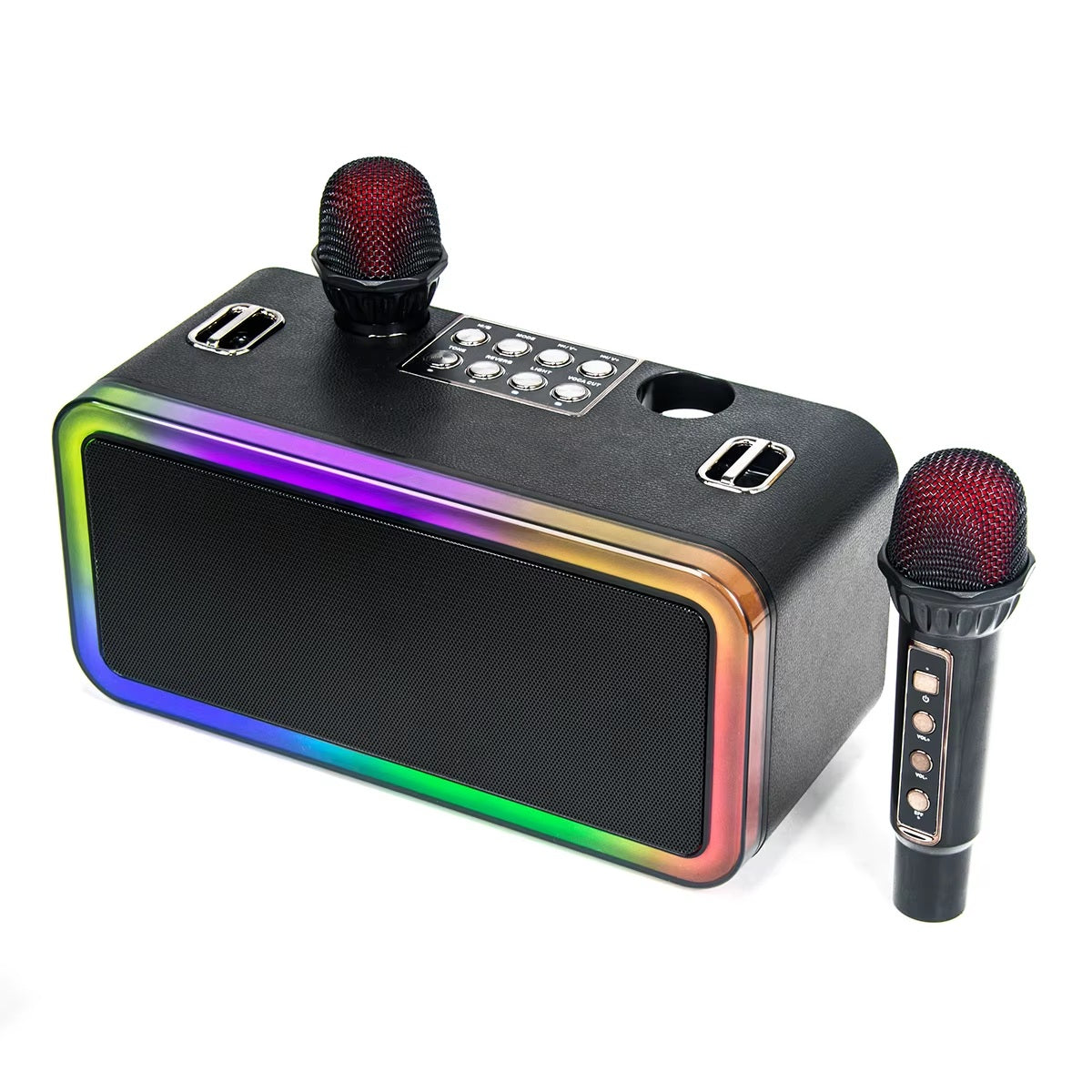 Máquina de karaoke portátil con 2 micrófonos, Bluetooth Fansbe Tech