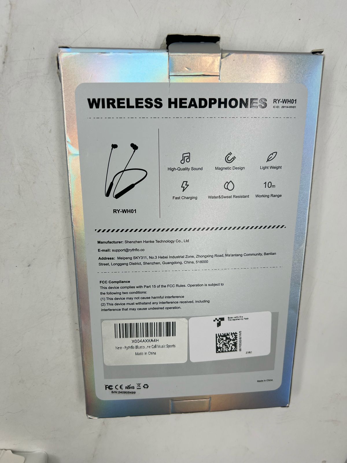 Auriculares Bluetooth Rythflo WH01 Deportivos (Caja con detalle)