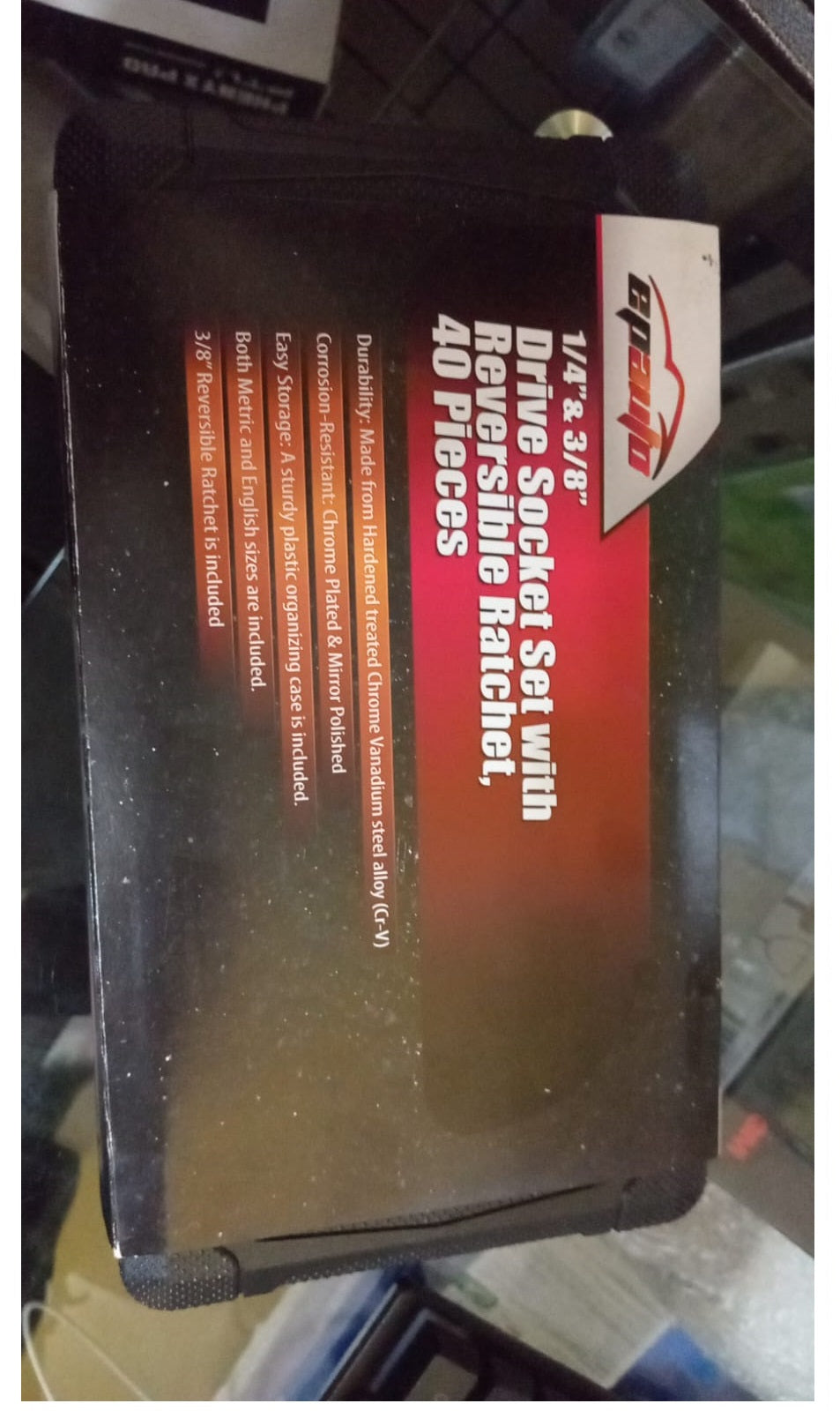 Juego de 40 llaves de 1/4" y 3/8" con carraca reversible, 72 dientes.