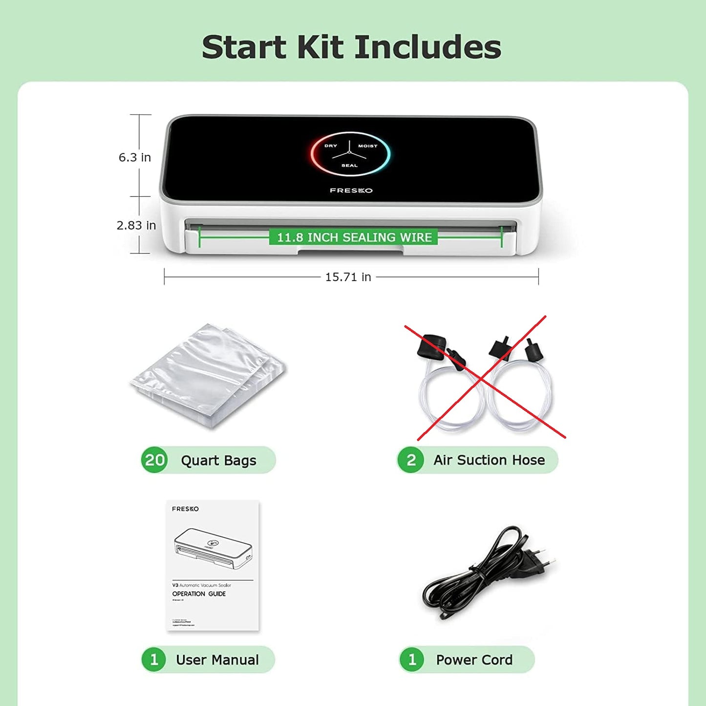 Selladora al vacío automática FRESKO para alimentos, USADO.