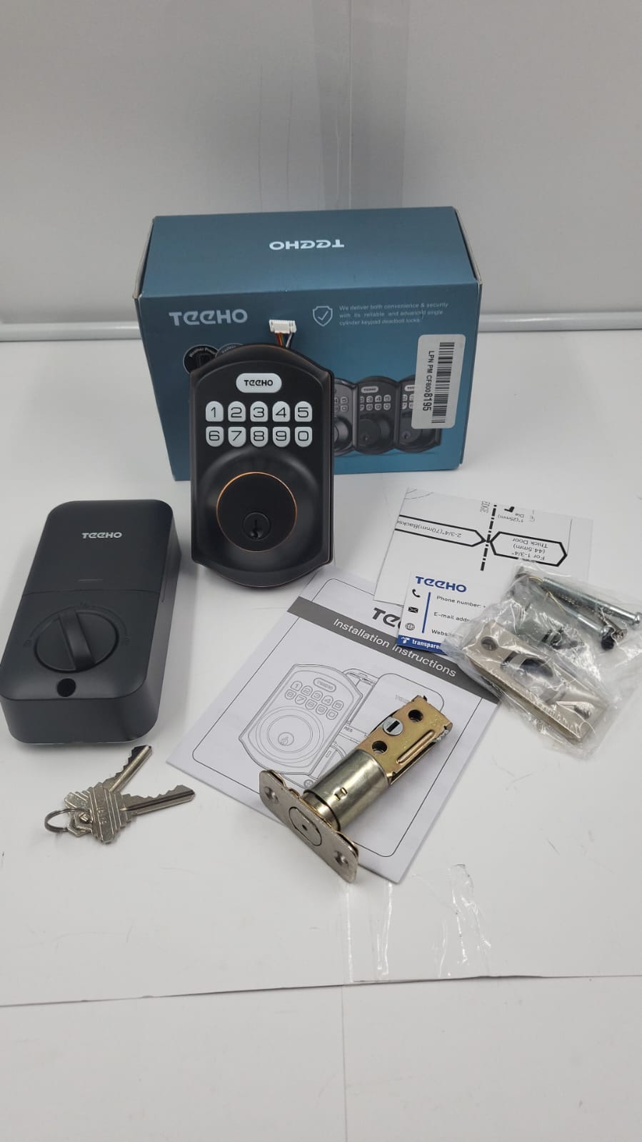 Cerradura inteligente sin llave, con teclado, con 2 llaves, TEEHO TE001