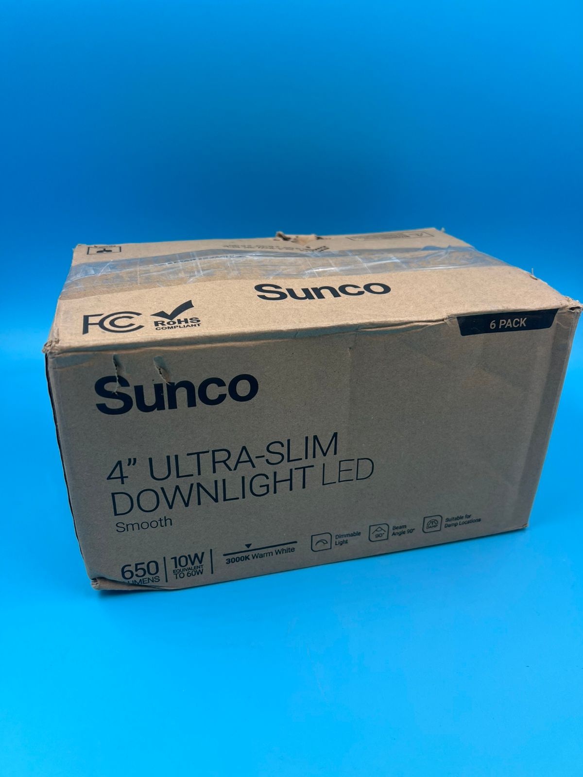 Paquete de 6 lámparas delgadas de 4" Sunco 10W