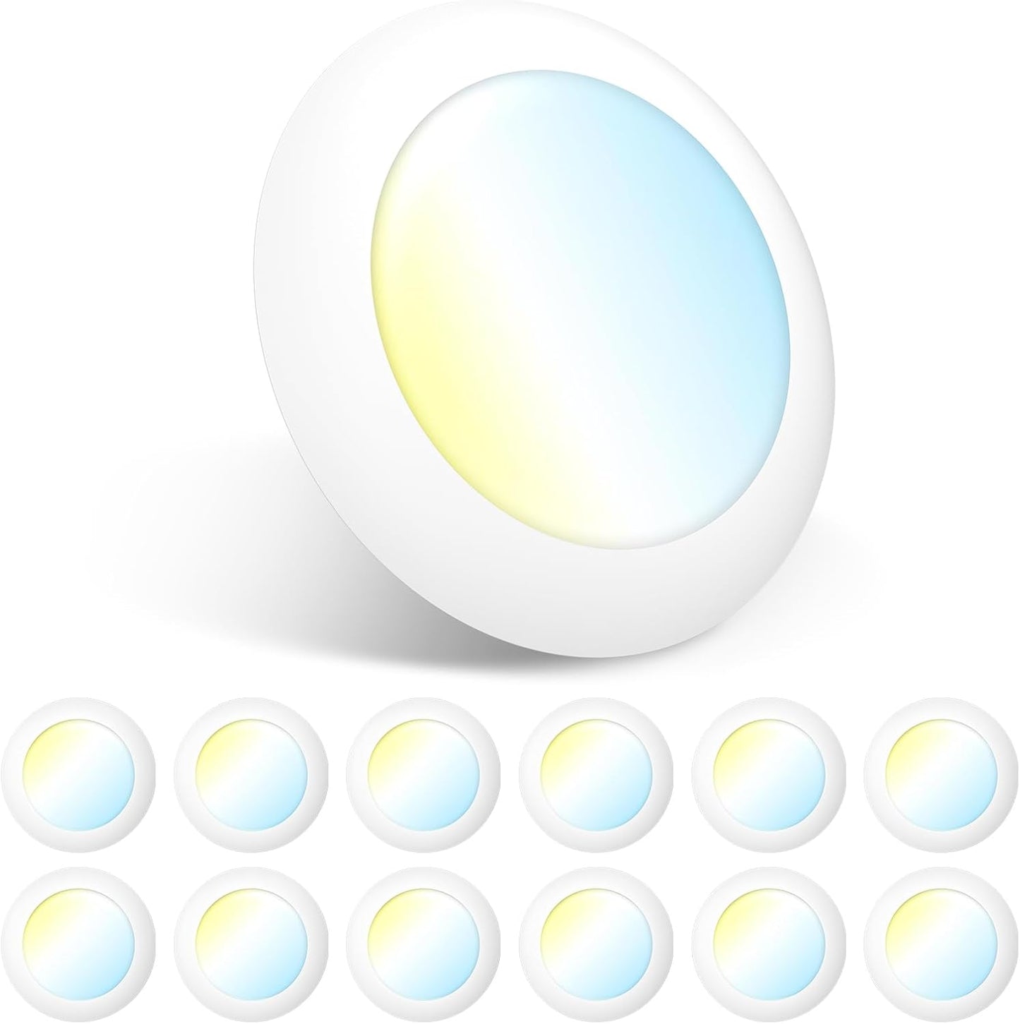 Amico Paquete de 12 luces LED de disco de 5/6 pulgadas