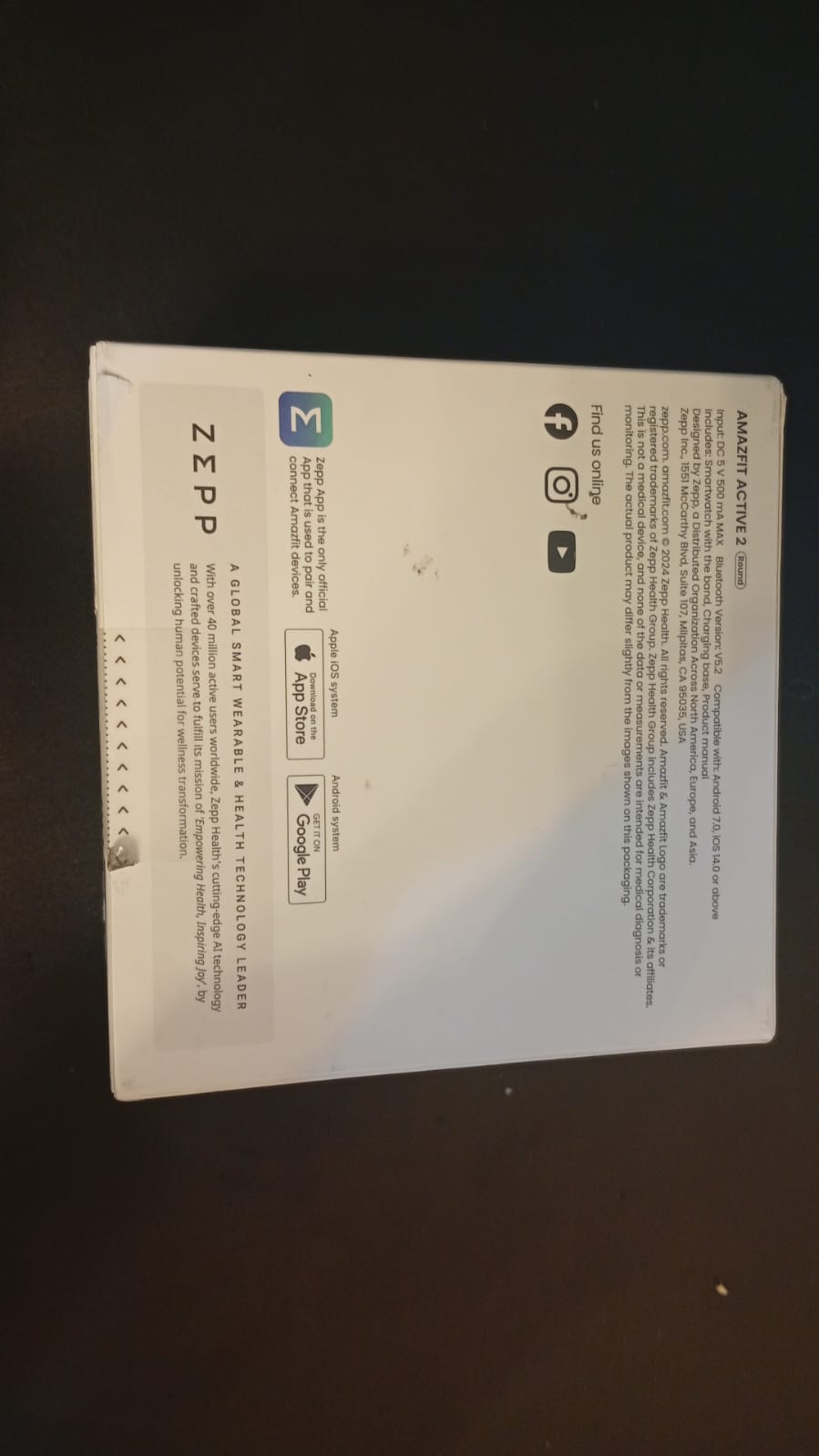 Amazfit Active 2 Reloj inteligente de 44 mm, resistente al agua.