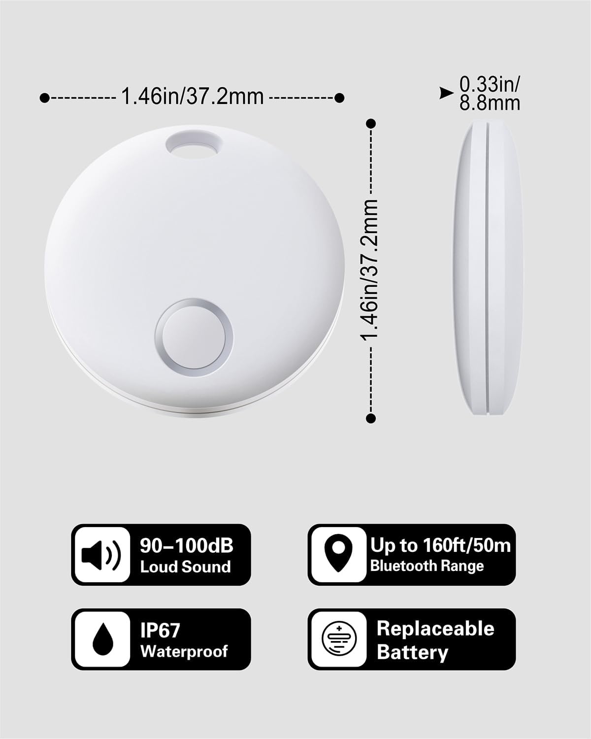 Rastreador de artículos IP67 compatible solo iOS