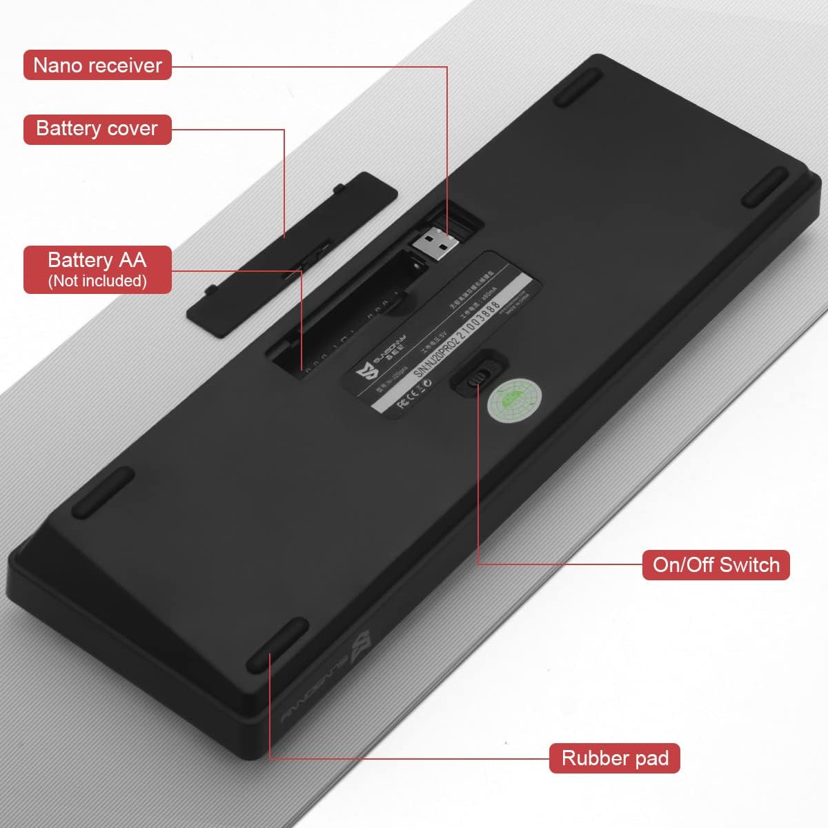 Qisan Teclado mecánico para juegos de modo dual 2.4G/BT.