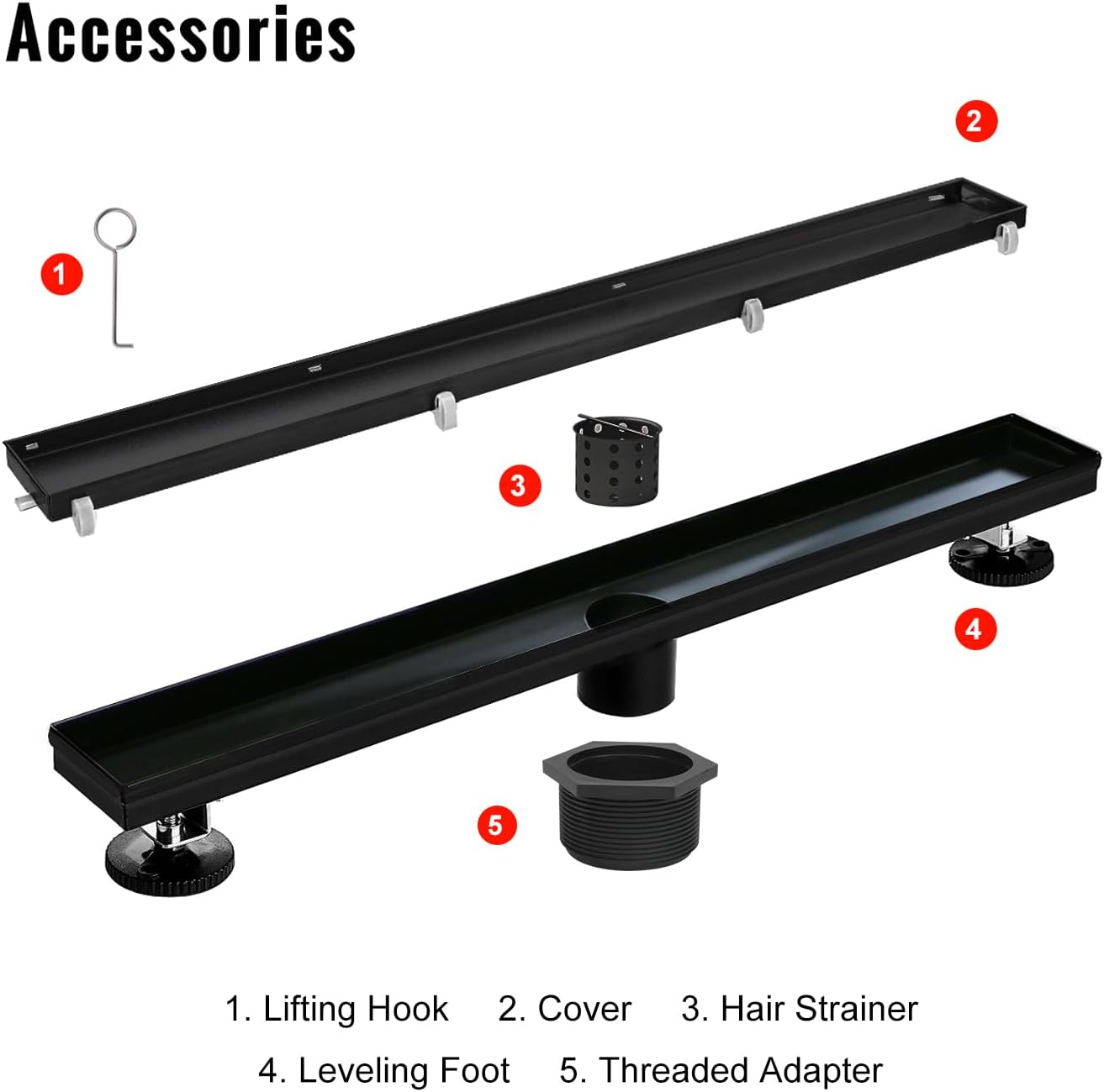 SaniteModar Drenaje lineal de regadera, 24", inserto azulejos.