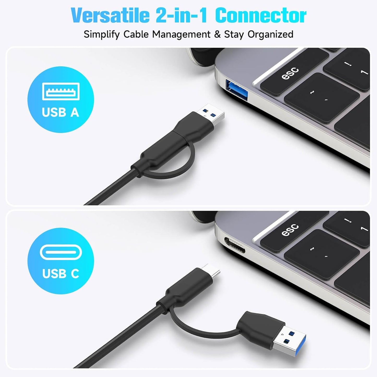 Divisor de concentrador USB 3.2/USB-C, 7 puertos, RSHTECH.