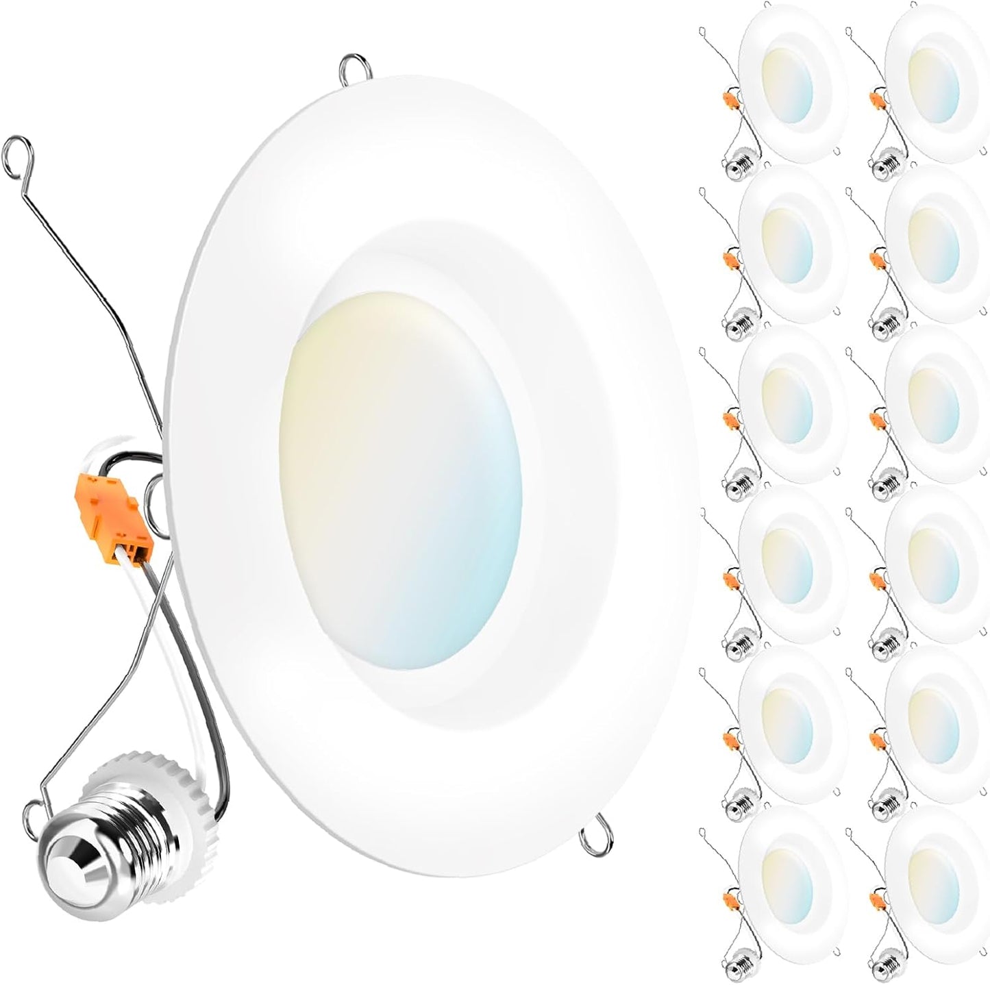 Paquete de 12 luces LED empotrables, 5/6", 5 CCT, 5000K, SUNCO