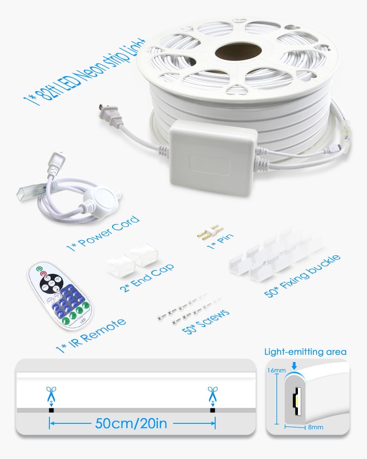 Samsion, Tira De Luces Led, 100ft, Impermeables, Regulables.