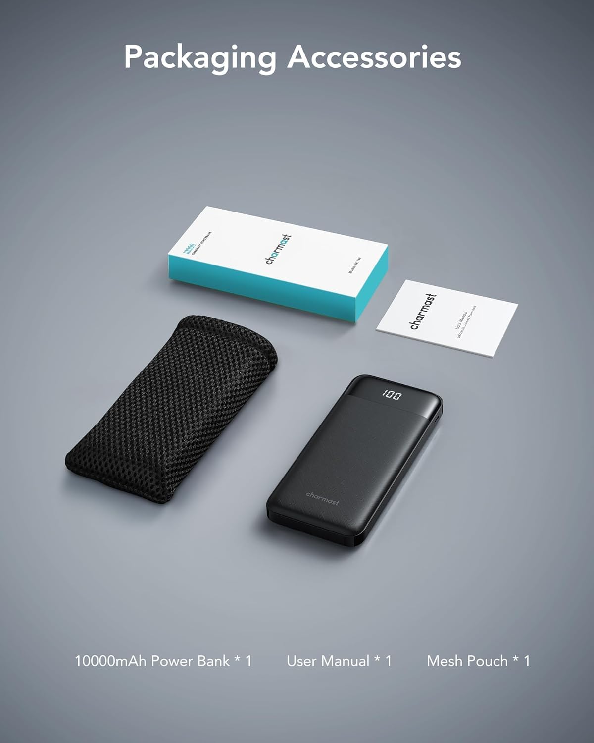 Charmast - Batería portátil con cable integrado 10 000 mAh (Usado)