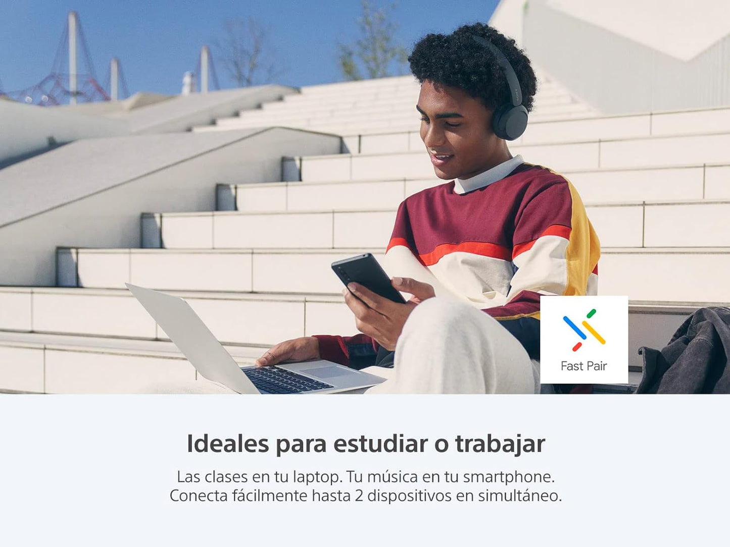 Sony Audífonos inalámbricos on-Ear, 50 Horas de duración de batería.