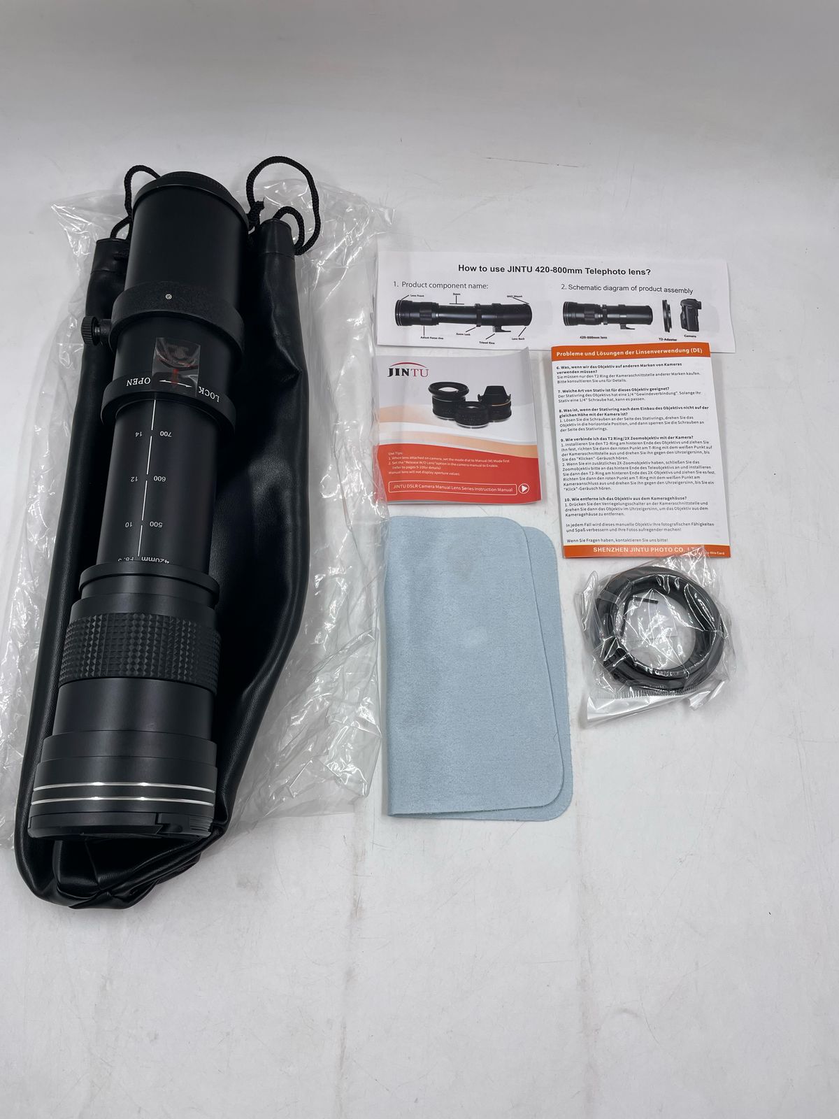JINTU 420-800mm Camera Lens F/8.3 Super Telephoto Zoom.