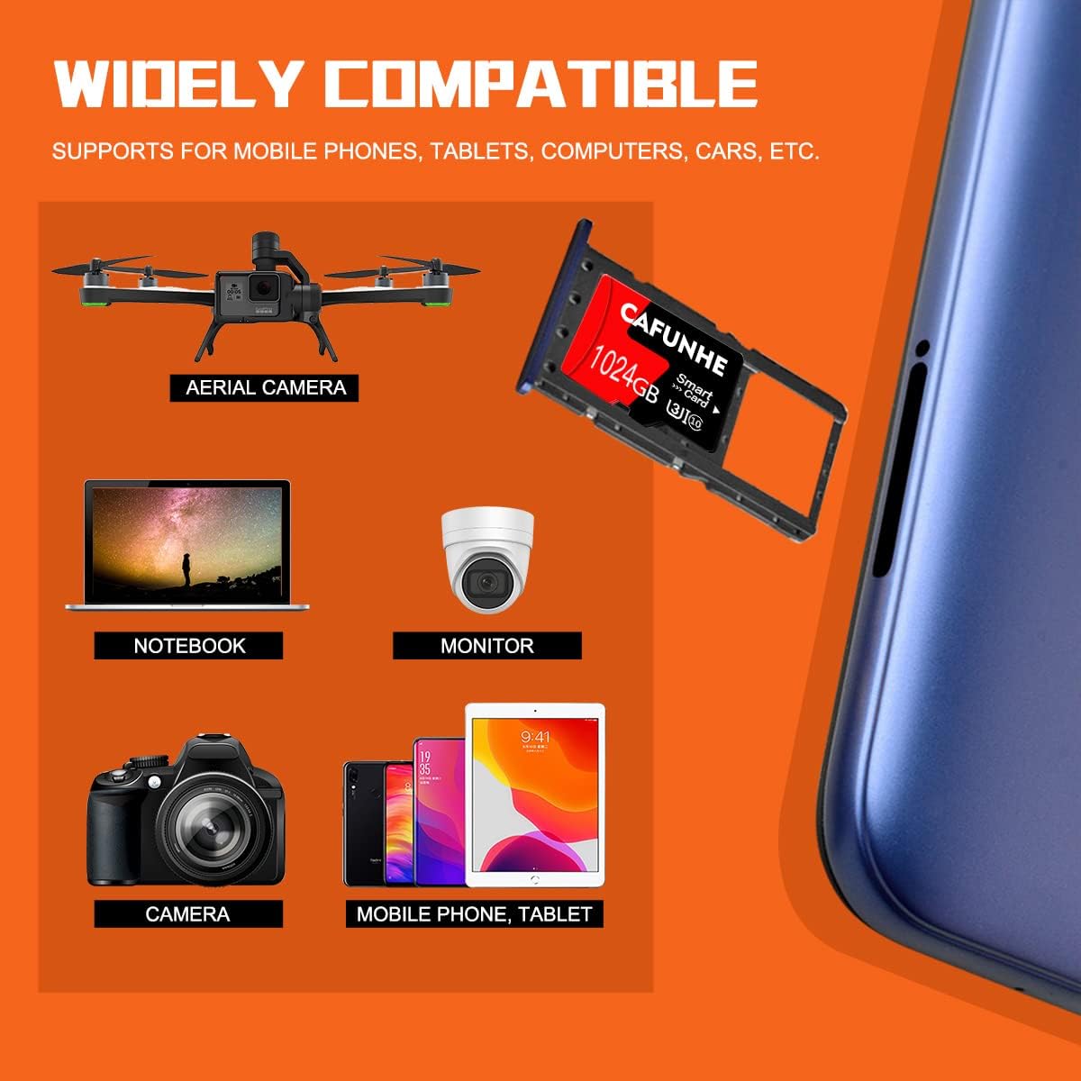 Tarjeta Micro SD de 1 TB, alta velocidad, computadora, tablet, cámara, Cell.