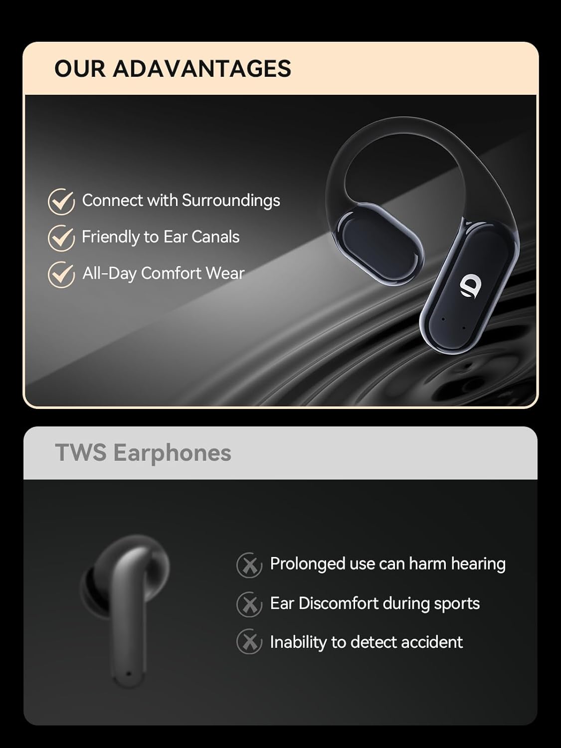 Auriculares inalámbricos de conducción ósea yistao b8