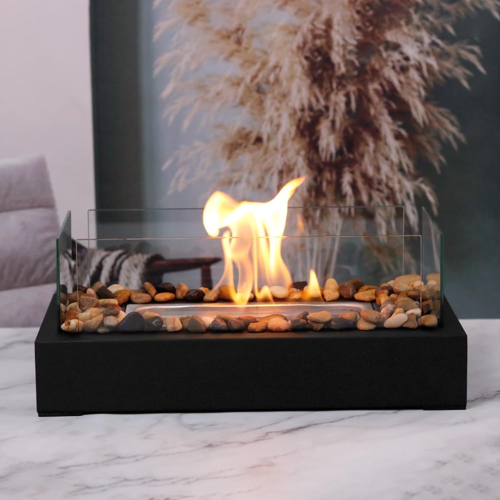 Chimenea de mesa, acero inoxidable, asado bombones. (SIN PIEDRAS).