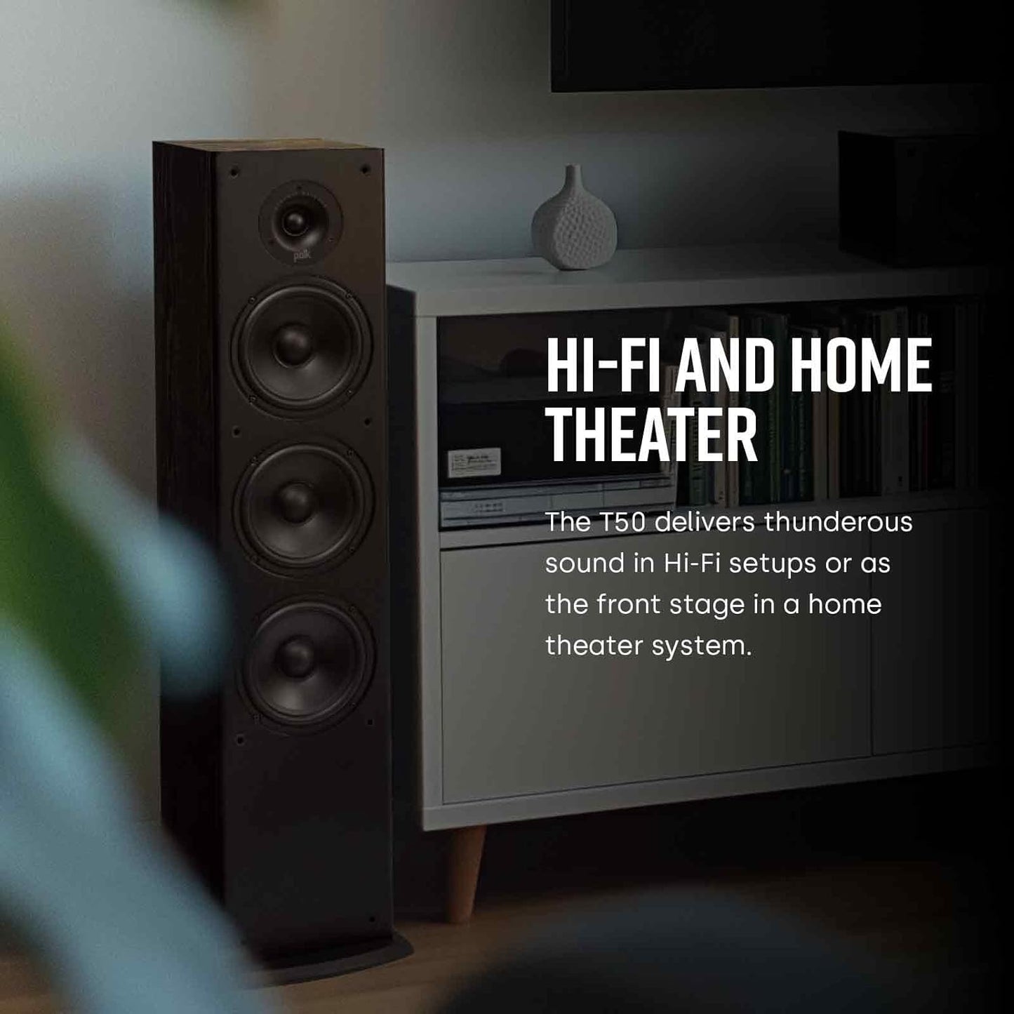 Polk Audio T50 Bocina Tipo Columna, Negro, (DETALLE).
