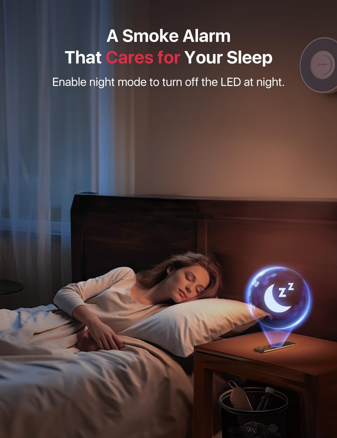 X-Sense Detector de humo inteligente con alertas de voz, Inalambrico.