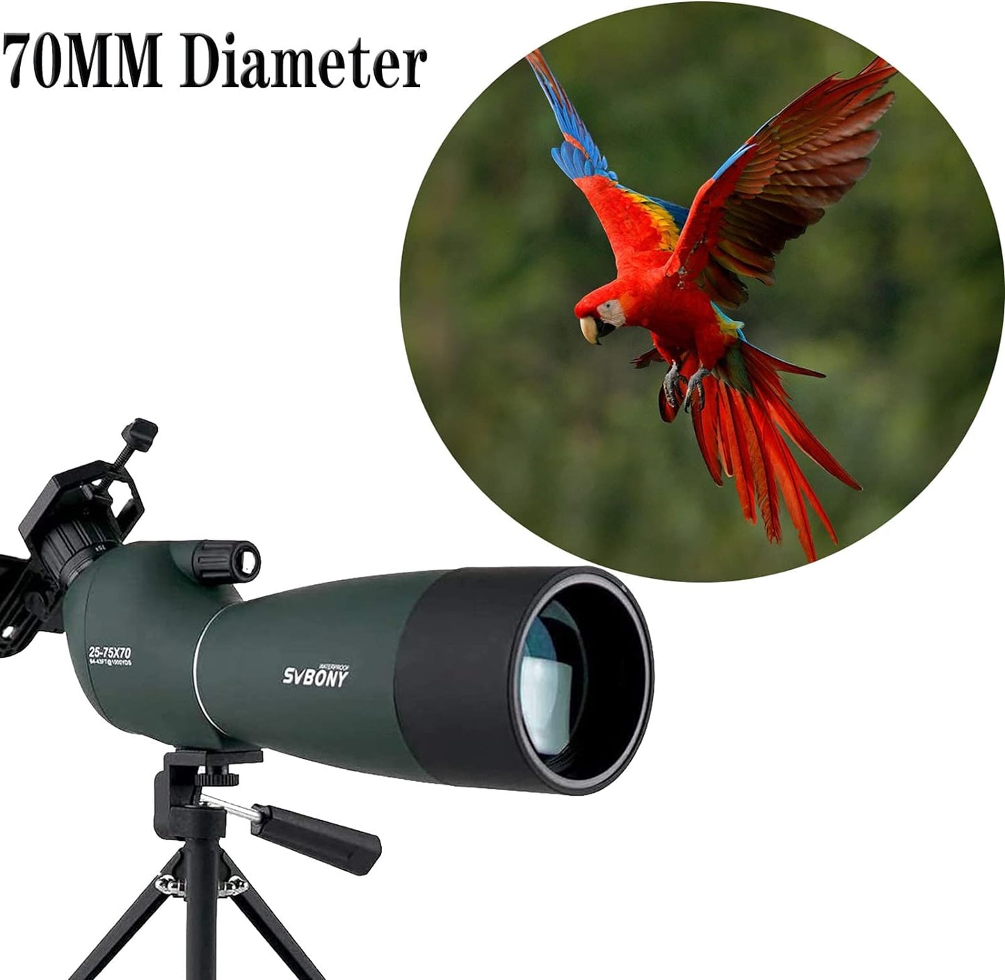 SVBONY SV28 Telescopio Terrestre 25-75x70 Impermeable.