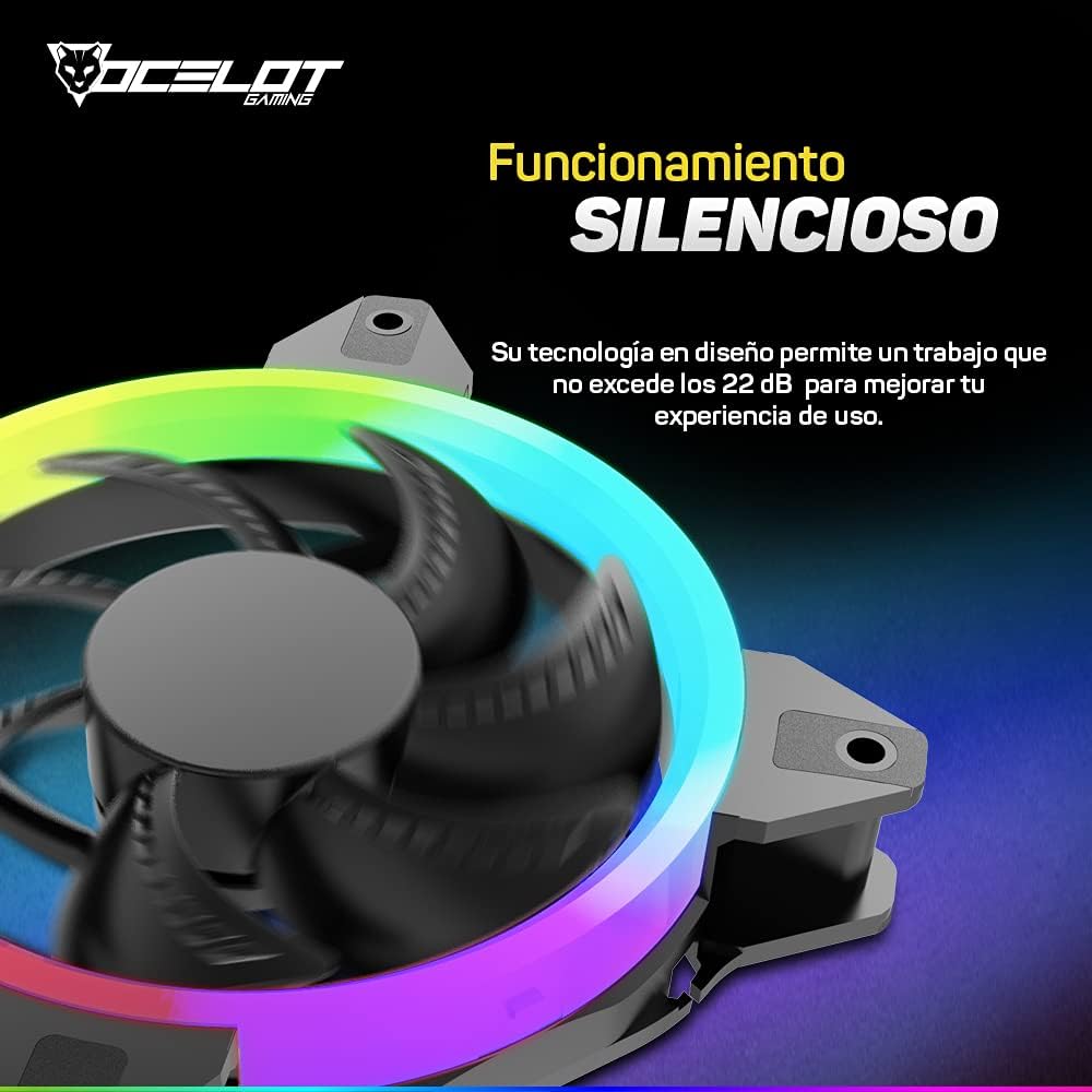 Ventilador para PC Ocelot Gaming OGF01. 120 mm, Iluminación tipo arcoíris