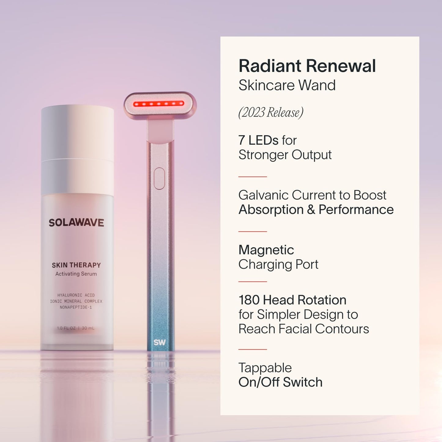 Solawave Paquete de suero de terapia facial 4 en 1 con varita de luz.