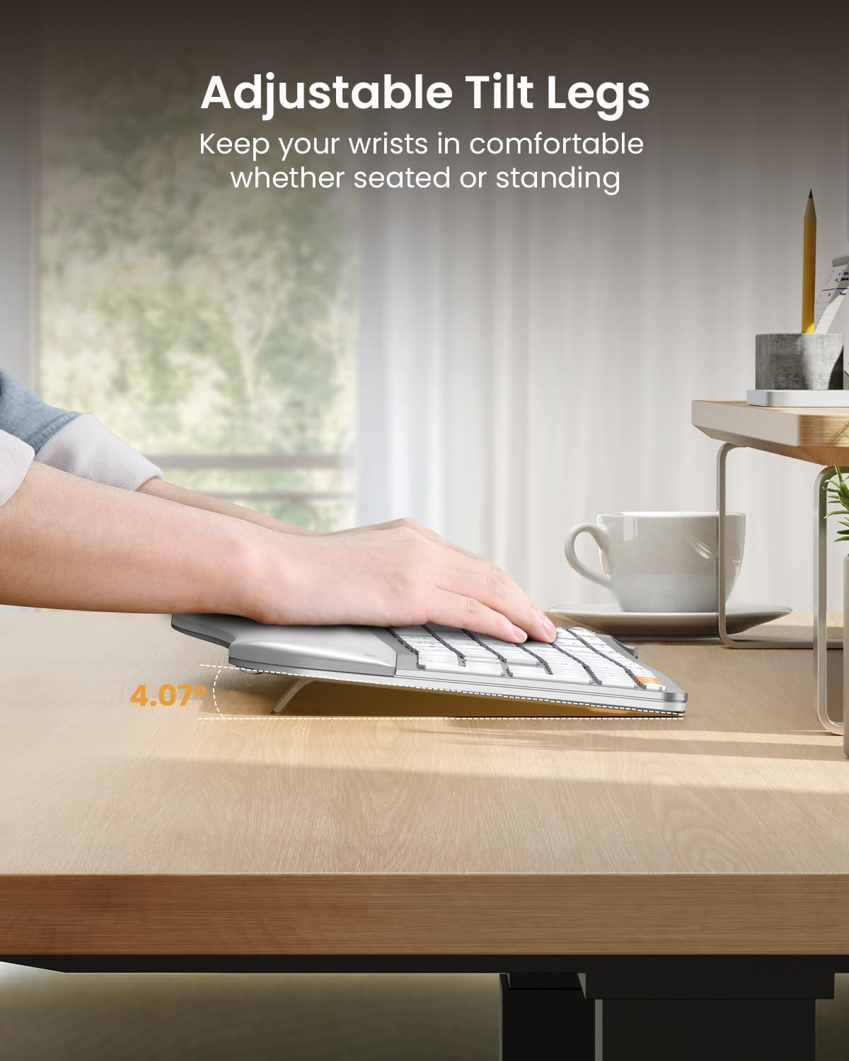Teclado ergonómico Bluetooth retroiluminado ProtoArc. BLANCO