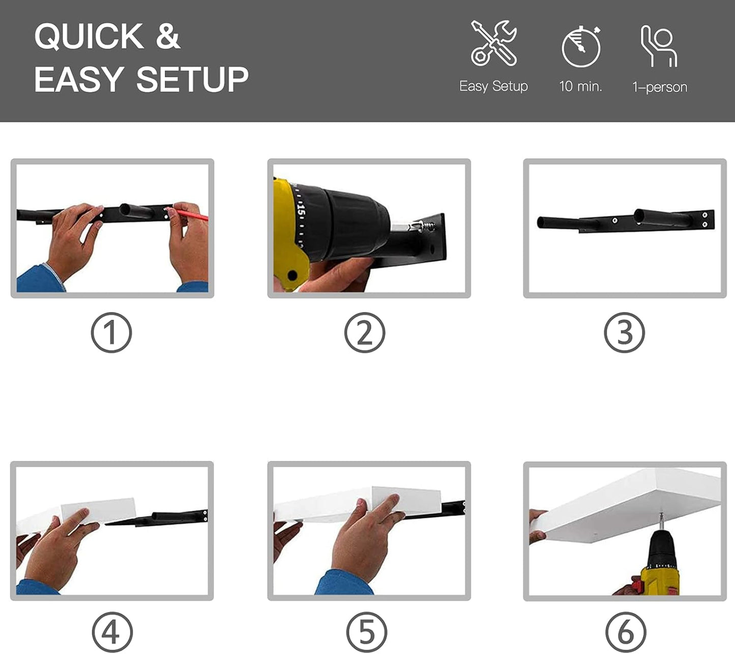 Repisas flotantes, para pared, 2 piezas, 23.6 X 9.3", rustico/moderno.