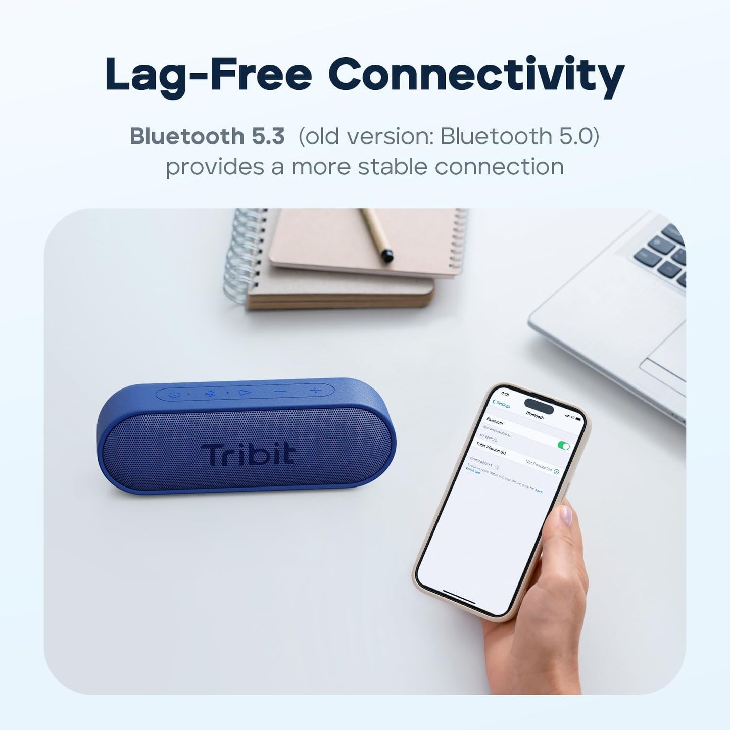 Bocina Bluetooth portátil, Tribit XSound Go, Impermeable IPX7, Recargable.