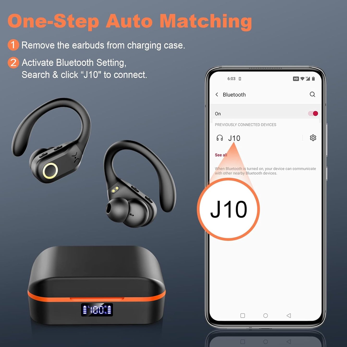 Auriculares Bluetooth deportivos J10 cancelacion ruido