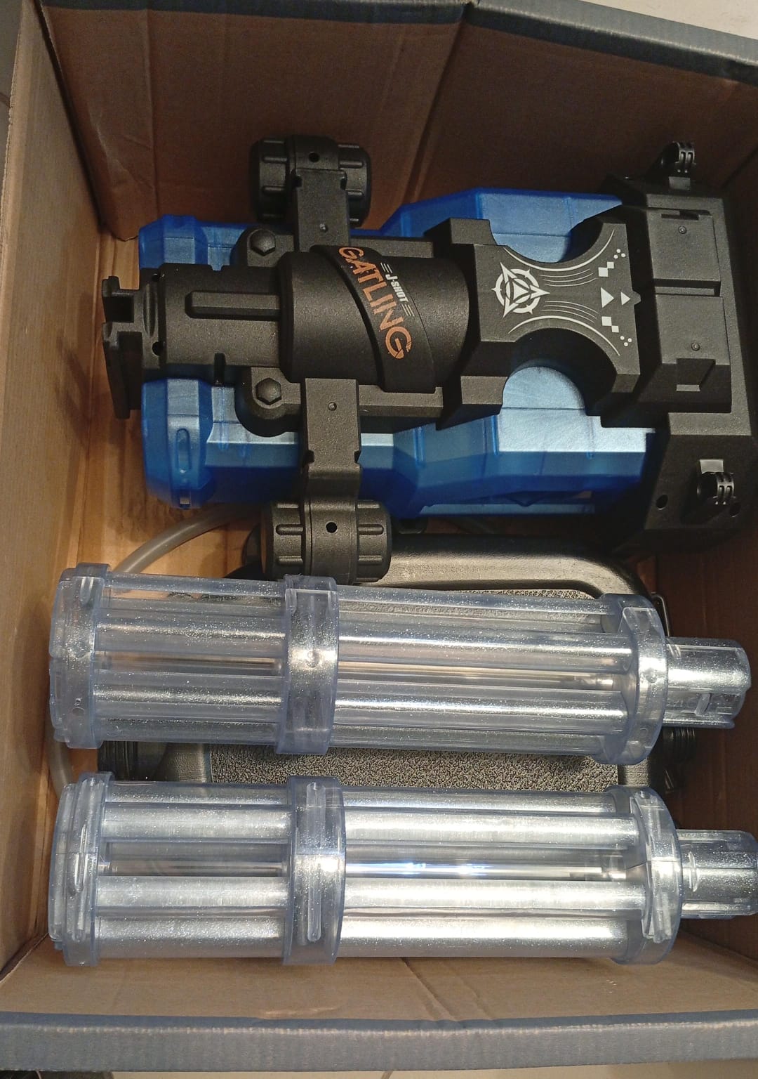 Pistola de agua eléctrica Gatling para adultos y niños, luz LED.