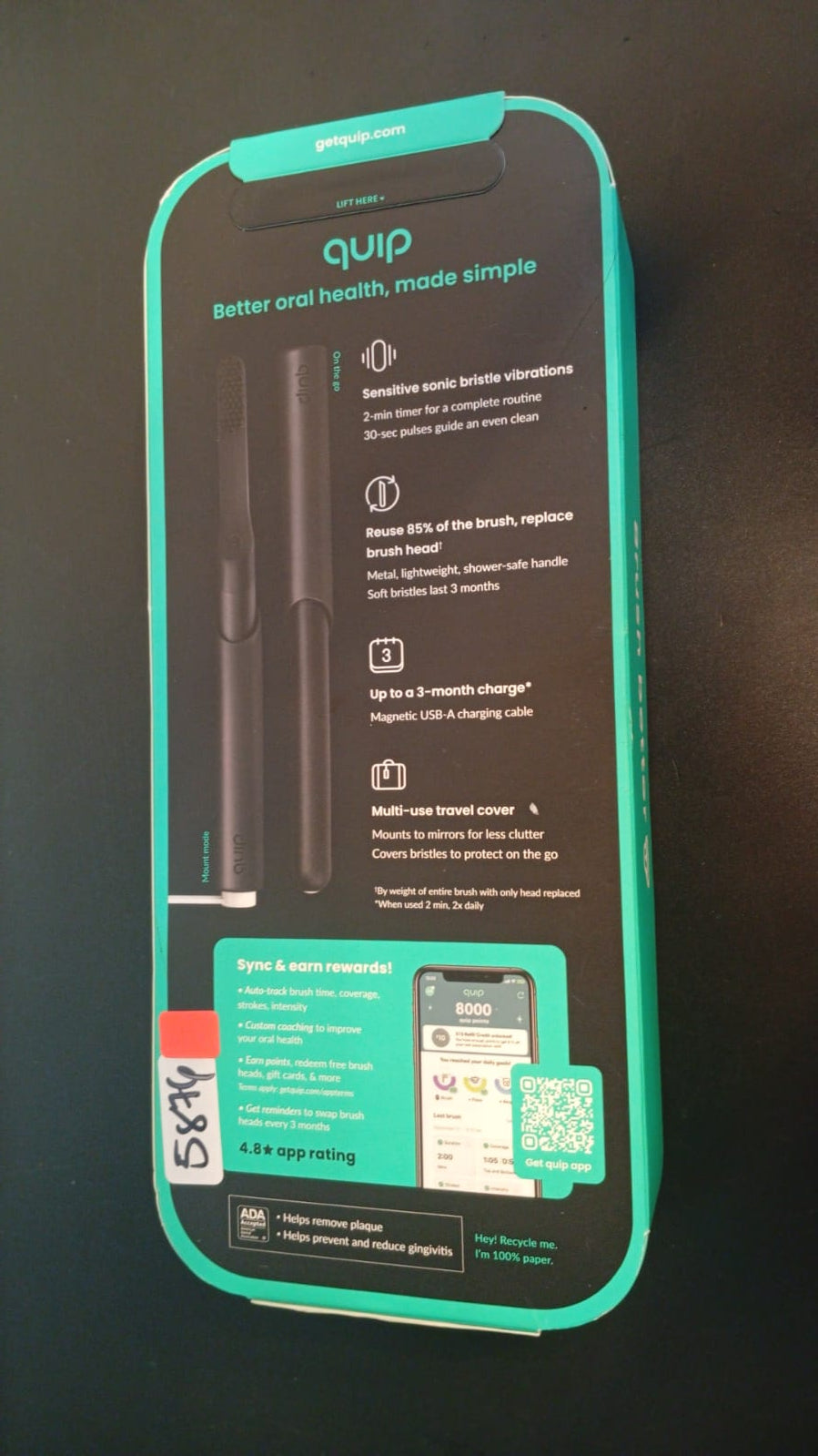 Cepillo de dientes sónico, inteligente, recargable, cerdas suaves.