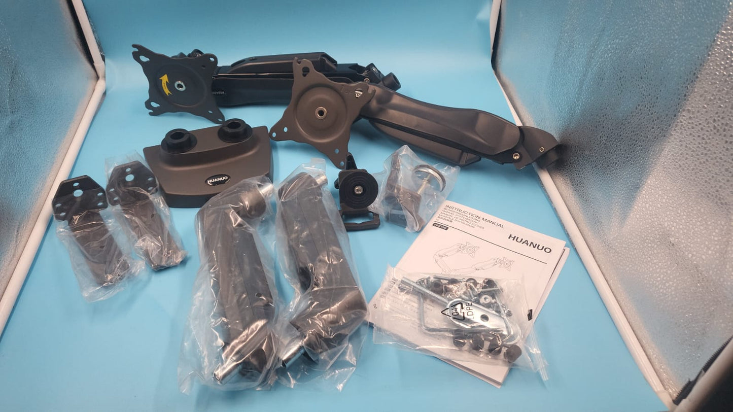 Soporte Doble Monitor, HUANUO HNDS6G 13 A 23 pulgadas, abrazadera tipo C