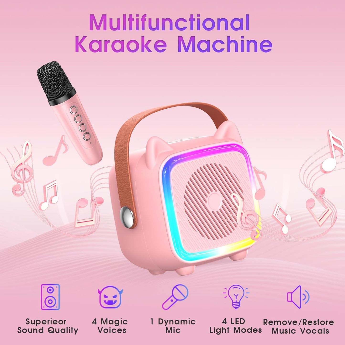 Mini máquina de karaoke SXH para niños, BT, portatil, 1 micrófono.