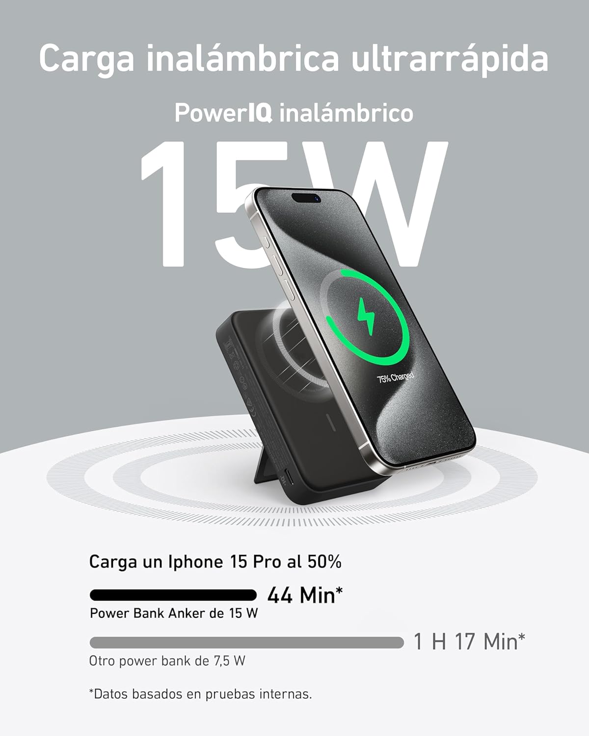 Anker Power Bank MagGo, Certificado Qi2 de Carga Ultra rápida.