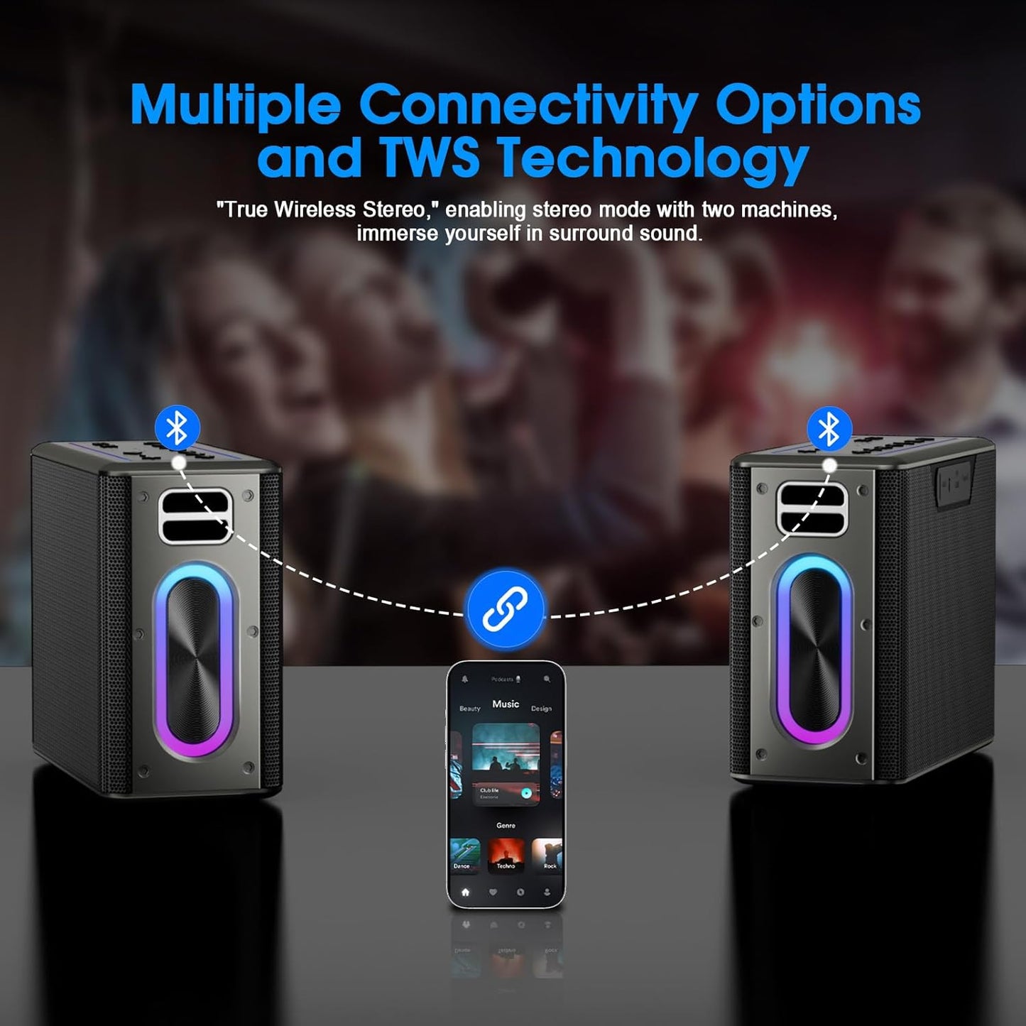 Máquina de karaoke con dos micrófonos inalámbricos, Zeelink.