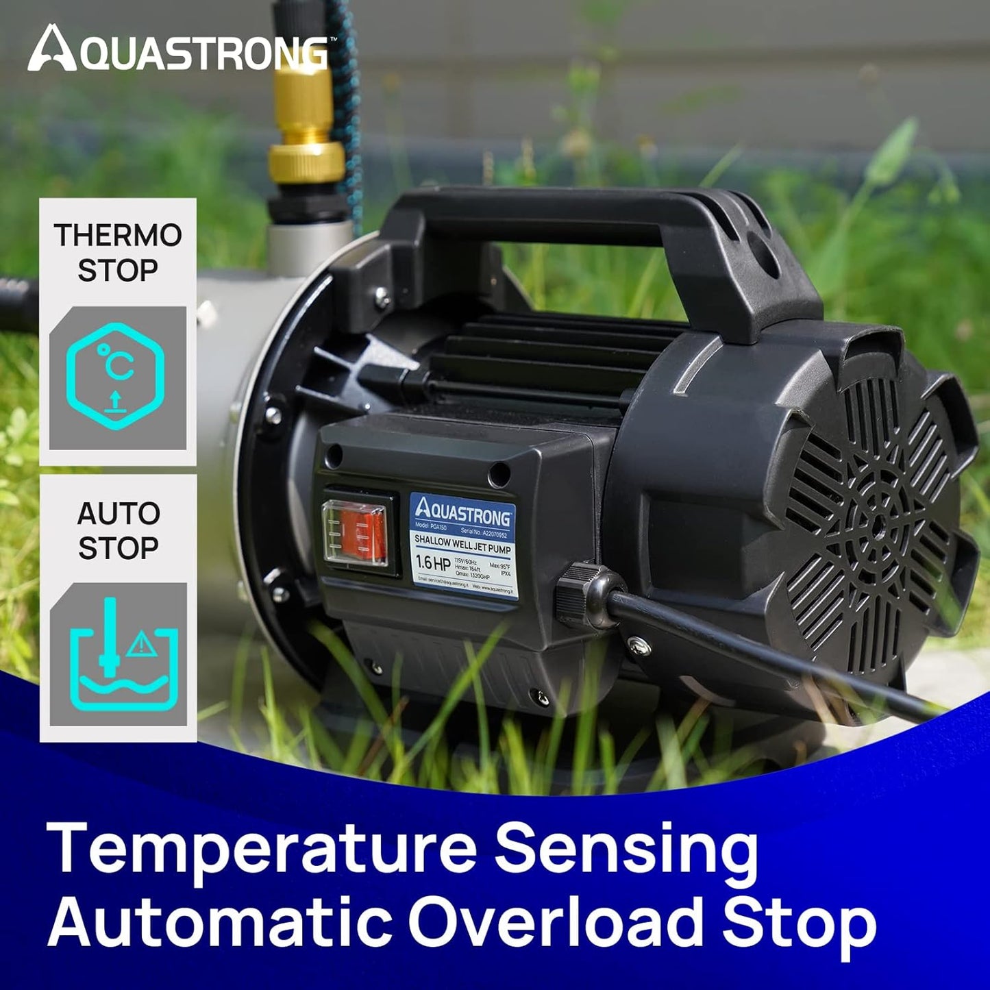 Aquastrong Bomba portátil de pozo poco profundo de 1.6HP.(USADO)