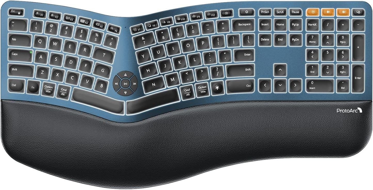 TECLADO ERGONOMICO PROTOARC EK01 PLUS, INALAMBRICO.