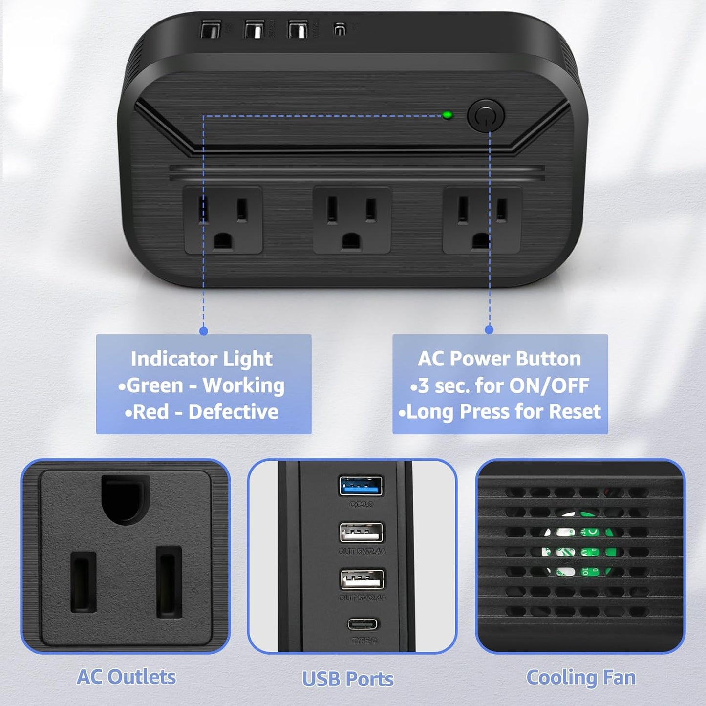 Voltage Converter Power Step Down 220V to 110V Universal.