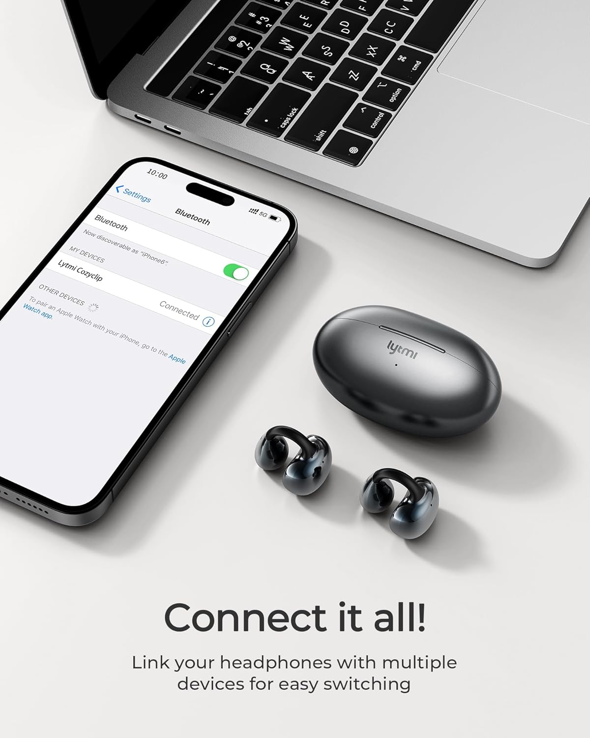 Audífonos abiertos Lytmi CozyClip con clip y Bluetooth 5.4.