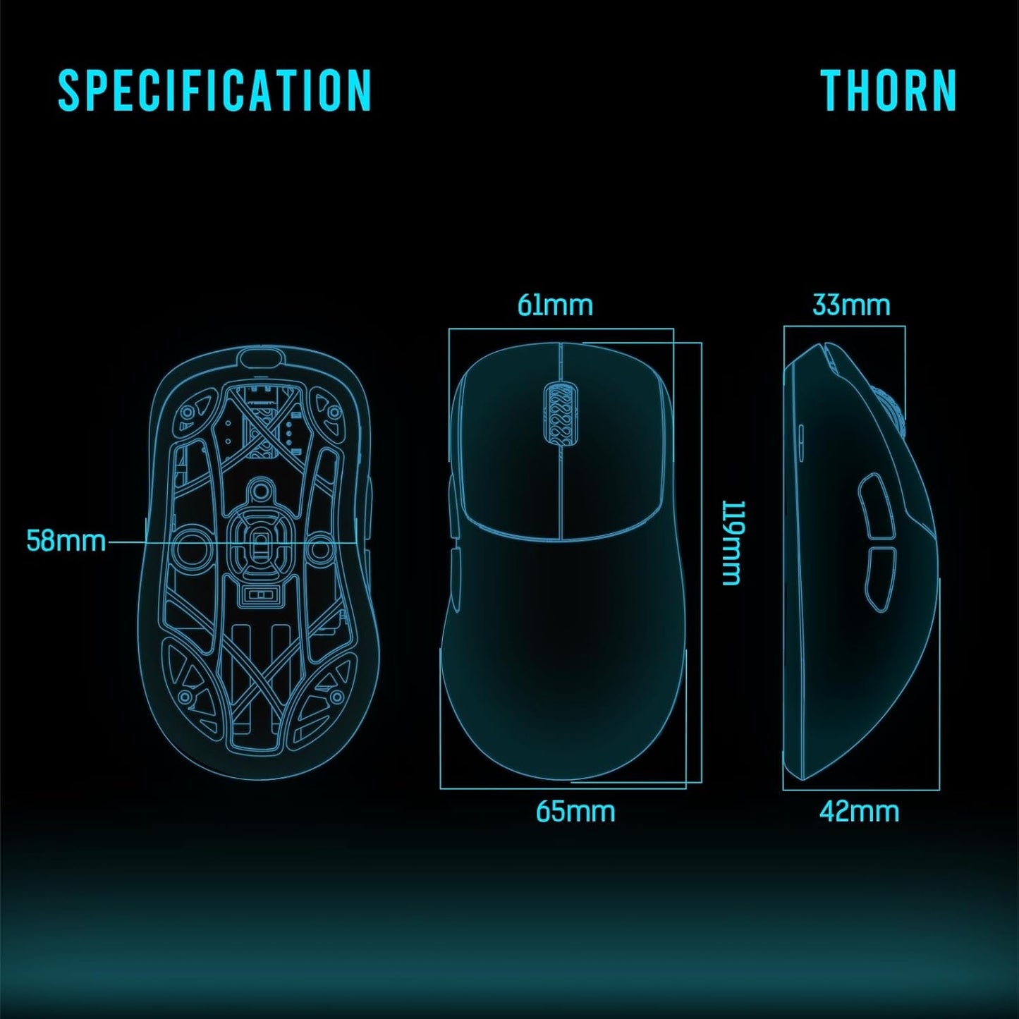 Lamzu Thorn - mouse inalámbrico para juegos, ultraligero.