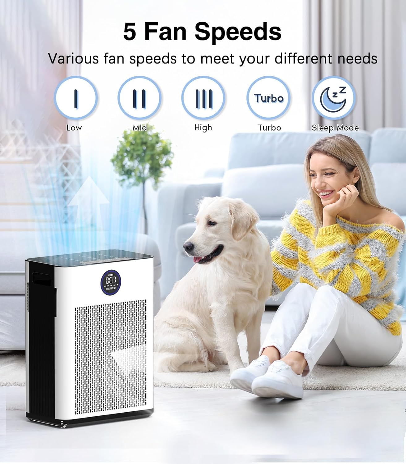 Purificador de aire, Aijowset, filtro HEPA, temporizador.