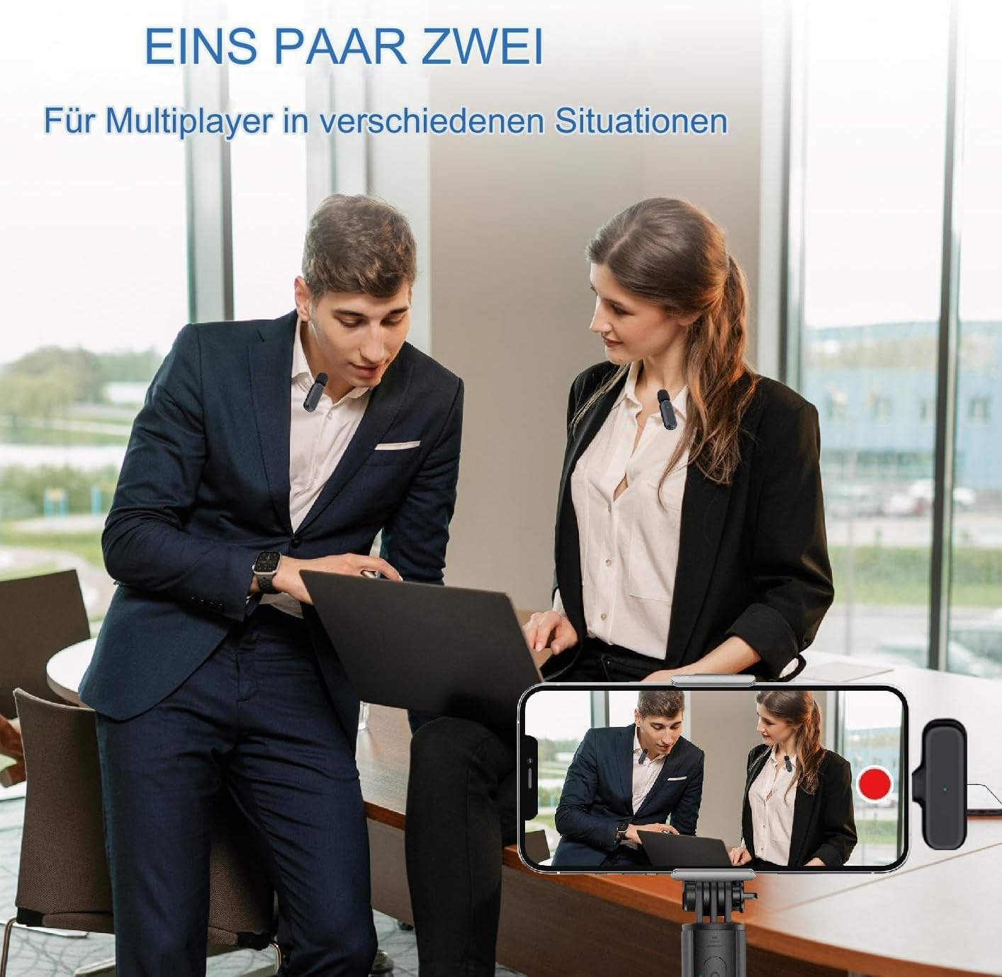 Caiord Paquete De 2 Micrófonos De Solapa Inalámbricos Profesionales.