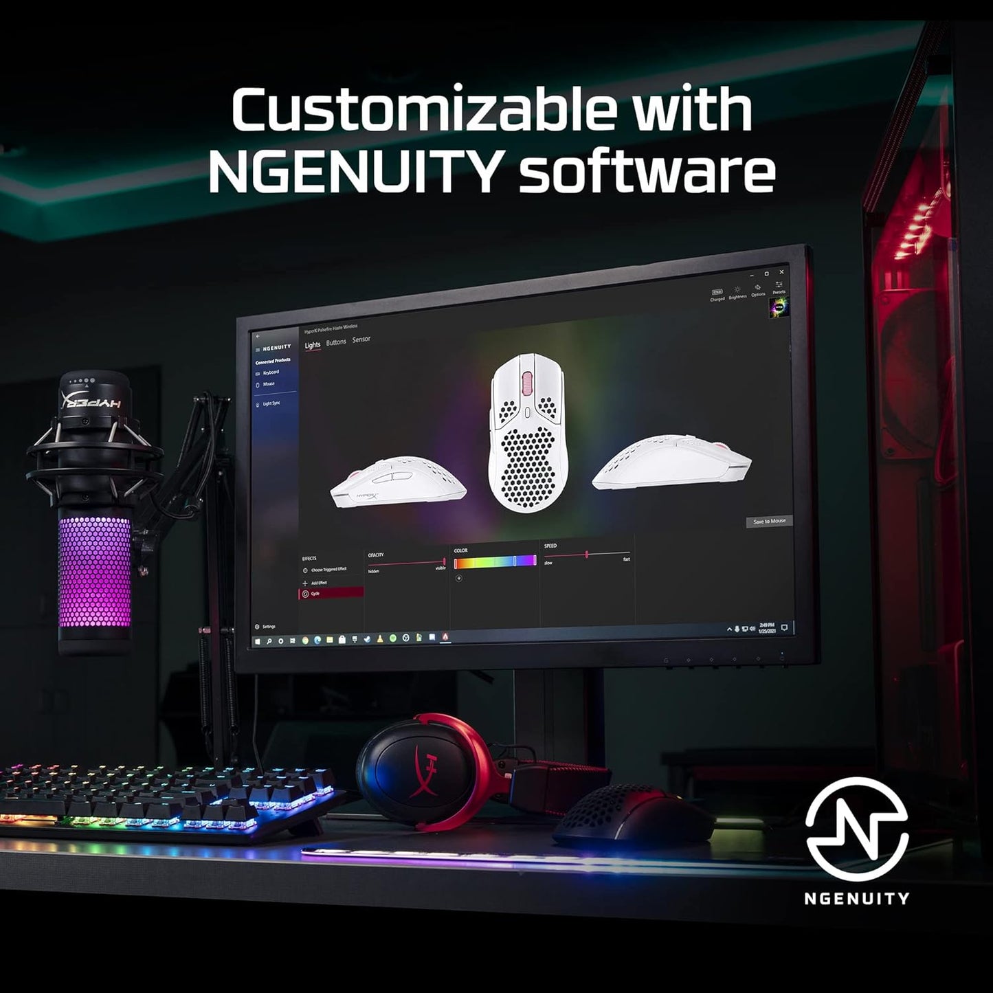 Mouse inalámbrico para videojuegos, ultraligero, HyperX Pulsefire.