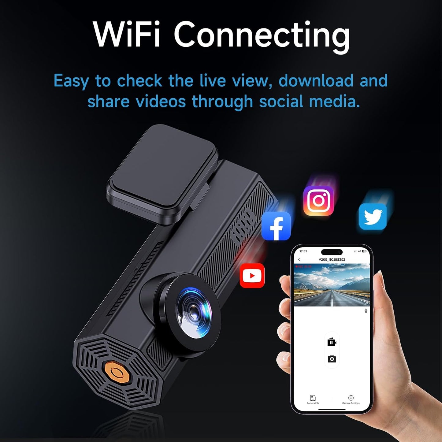 Dash Cam WiFi, DASH CAMERA V200.