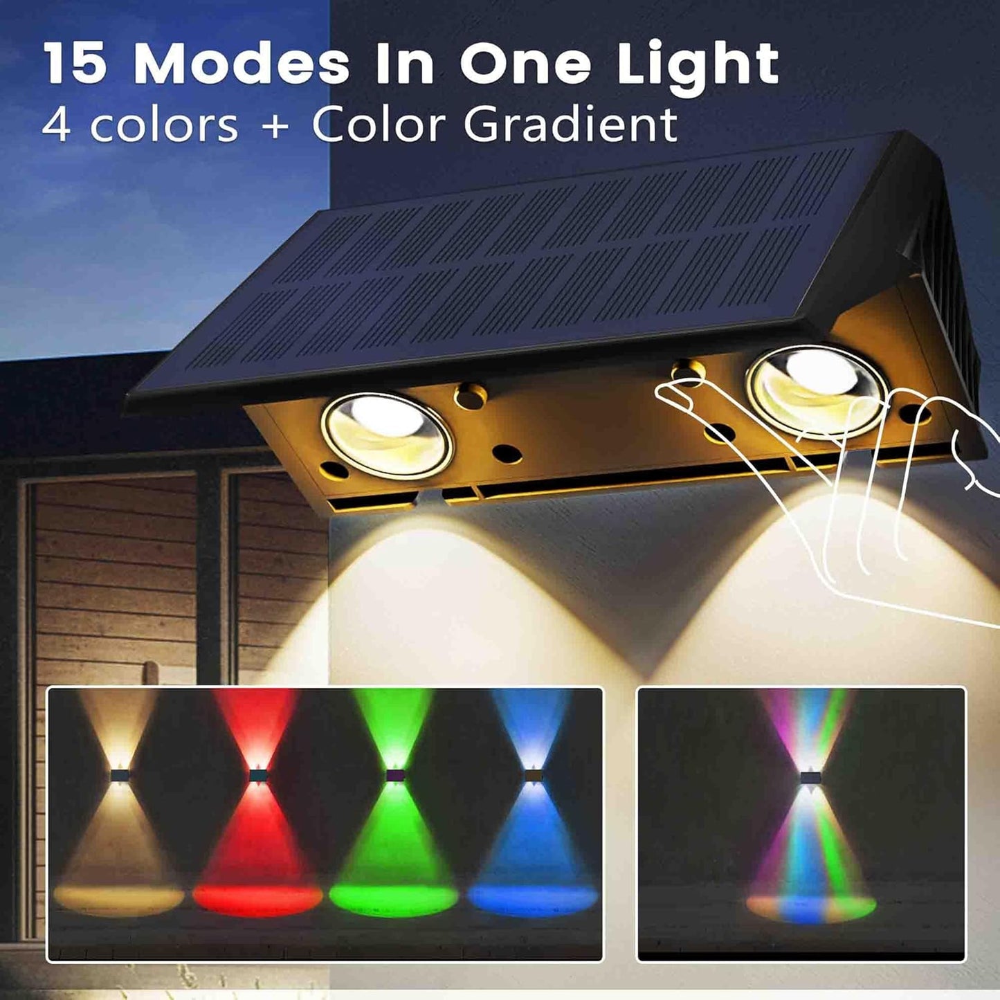 6 Luces de valla energía solar RGB y blanco